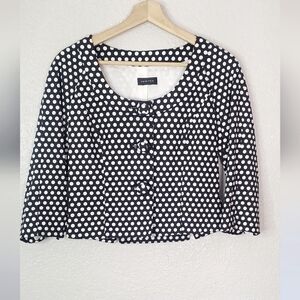 💚5/$25 Spense Black & White Polka Dot Cropped 3/4 Sleeve Jacket Size Small